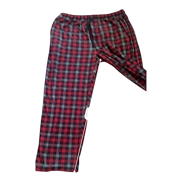IZOD casual fleece pajama pants XL black and red plaid side pockets - Picture 8 of 11